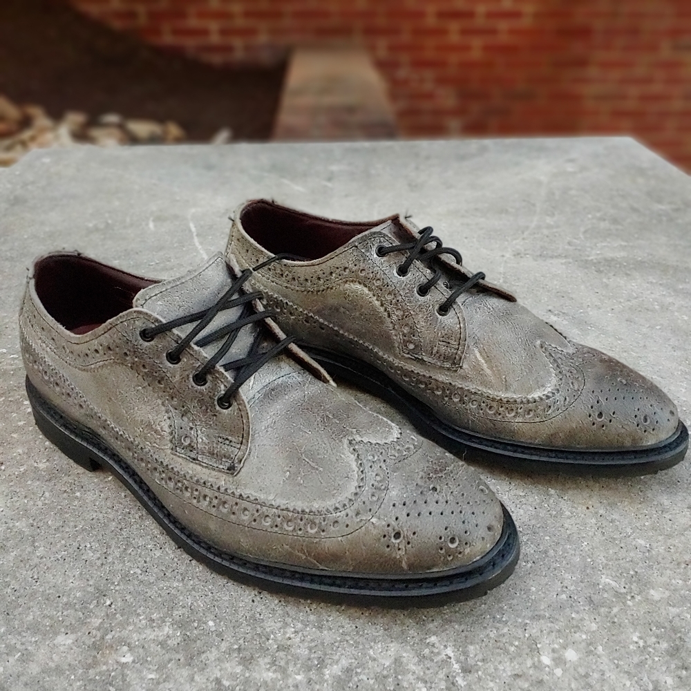 NWOT ALLEN EDMONDS ABERDEEN MENS DISTRESSED GREY WINGTIPS SIZE 9 D